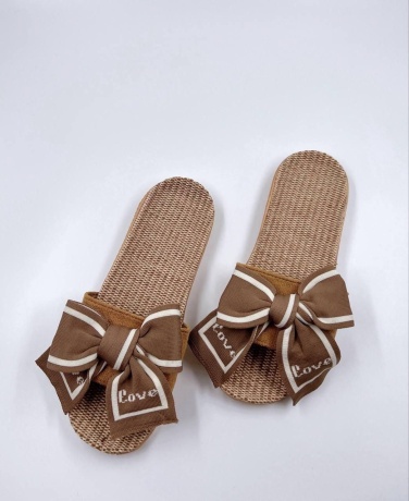 Женские тапочки Бантик, плетенные, резиновая подошва