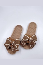 Женские тапочки Бантик, плетенные, резиновая подошва