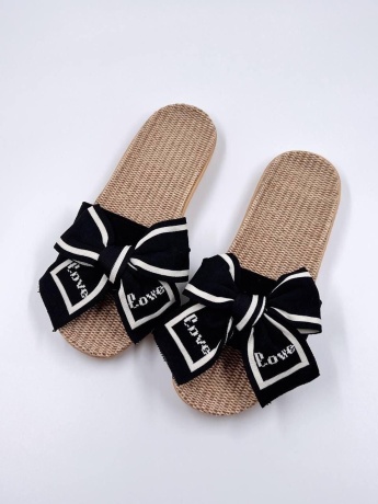 Женские тапочки Бантик, плетенные, резиновая подошва