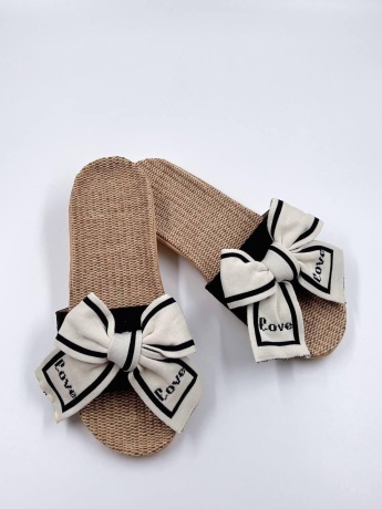 Женские тапочки Бантик, плетенные, резиновая подошва