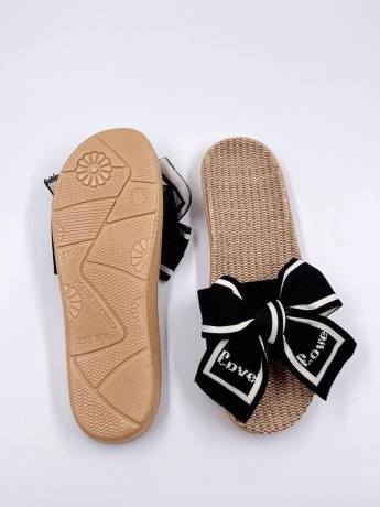 Женские тапочки Бантик, плетенные, резиновая подошва