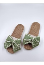 Женские тапочки Бантик, плетенные, резиновая подошва