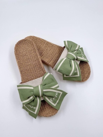 Женские тапочки Бантик, плетенные, резиновая подошва