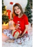 Новогодняя пижама женская Лапландия-3 красный
