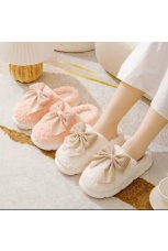 Женские тапочки Плюшевые, с бантиком, резиновая подошва