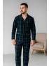 Мужская пижама классическая фланель с начесом, зеленая