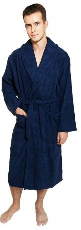 Махровый халат синий