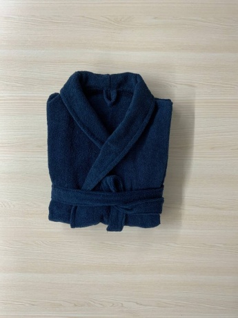 Махровый халат синий