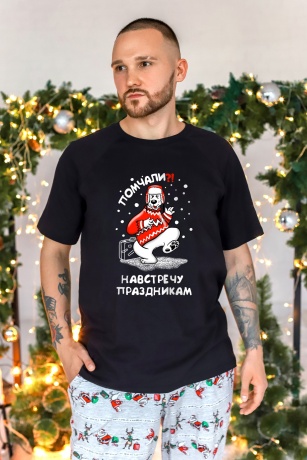 Новогодняя пижама мужская Лапландия-4 черный