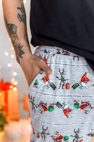 Новогодняя пижама мужская Лапландия-4 черный