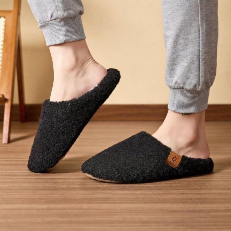 Мужские тапочки Плюшевые, закрытый нос, мягкая подошва