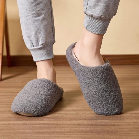 Мужские тапочки Плюшевые, закрытый нос, мягкая подошва