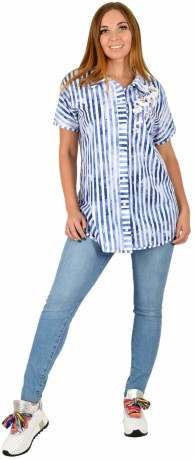 Джемпер женский бело-голубая полоска