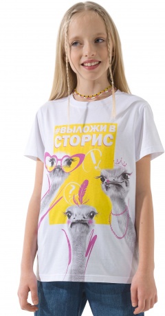 Футболка для девочек (страусы) р.116-146
