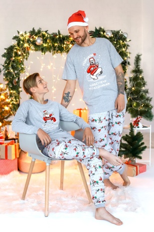 Новогодняя пижама мужская Лапландия-4 серый
