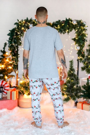 Новогодняя пижама мужская Лапландия-4 серый