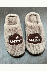 Мужские тапочки Пушистые, закрытый нос, резиновая подошва