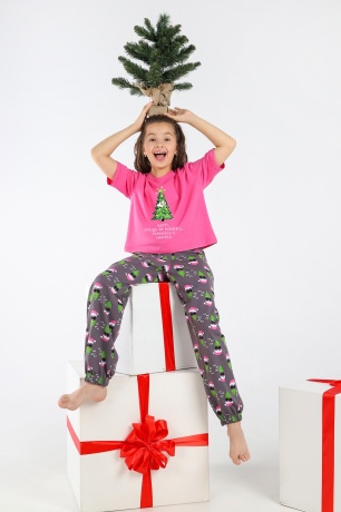 Новогодняя пижама для девочки Стар-1
