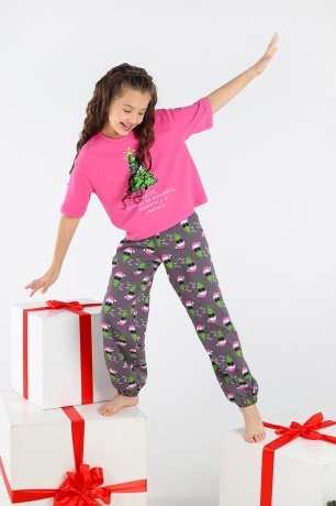 Новогодняя пижама для девочки Стар-1