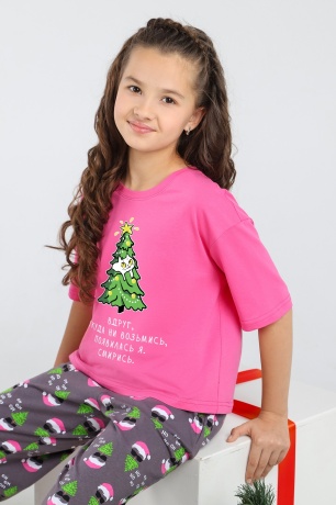 Новогодняя пижама для девочки Стар-1