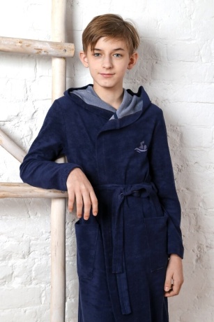 Детский махровый халат для бассейна Овер-5 (темно-синий)
