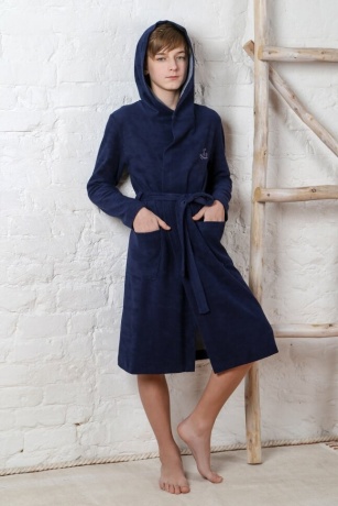 Детский махровый халат для бассейна Овер-5 (темно-синий)