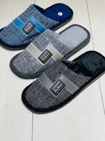Мужские тапочки Джинса+велсофт, закрытый нос, мягкая подошва