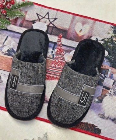 Мужские тапочки Джинса+велсофт, закрытый нос, мягкая подошва