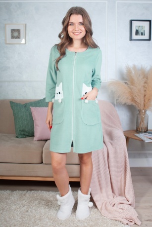 Халат женский Пушистые лапки-2, изумруд