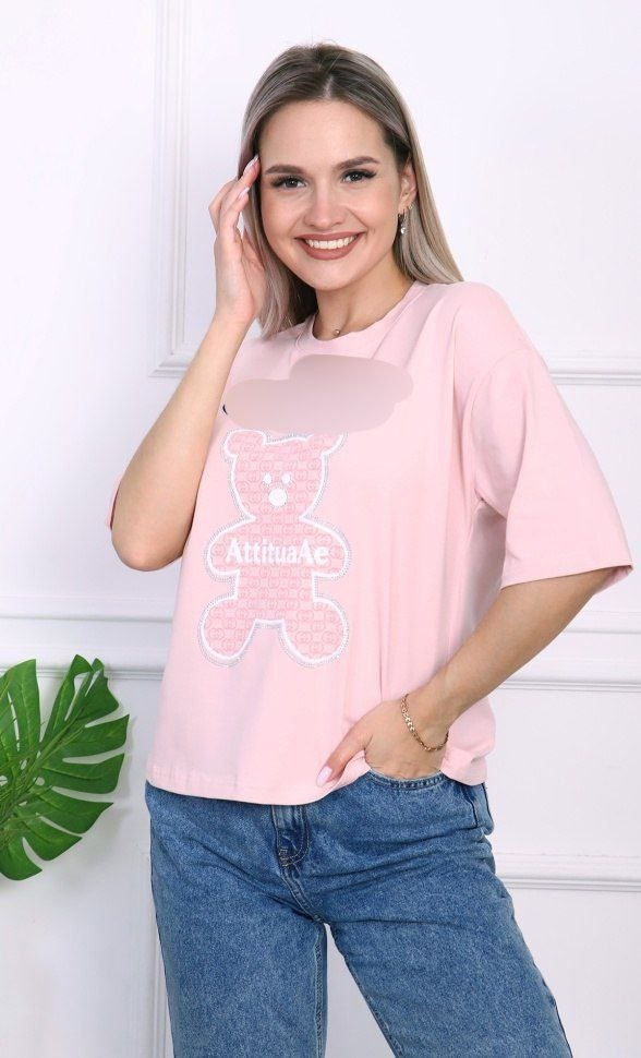 Футболка женская розовая с медведем – купить за 1 030 руб. винтернет-магазине «Моя Пижама»