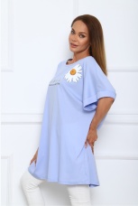 Футболка женская голубая с ромашкой, большие размеры