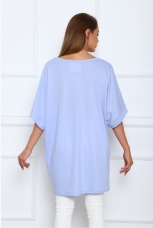 Футболка женская голубая с ромашкой, большие размеры