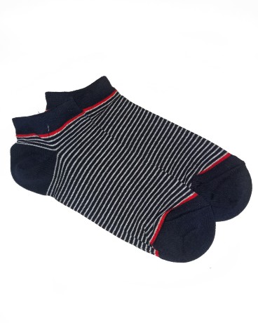 Носки женские укороченные полосатые, синие
