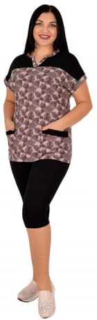 Комплект женский, туника с кругами и бриджи