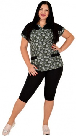 Комплект женский, туника с кругами и бриджи