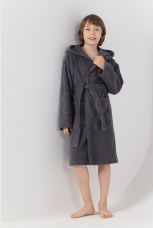 Махровый халат для мальчика Комфорт-2 серый