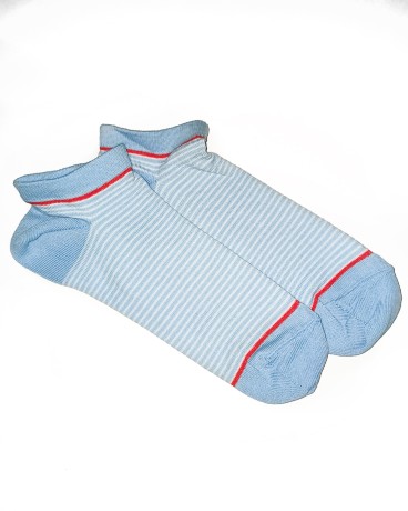 Носки женские укороченные полосатые, голубые