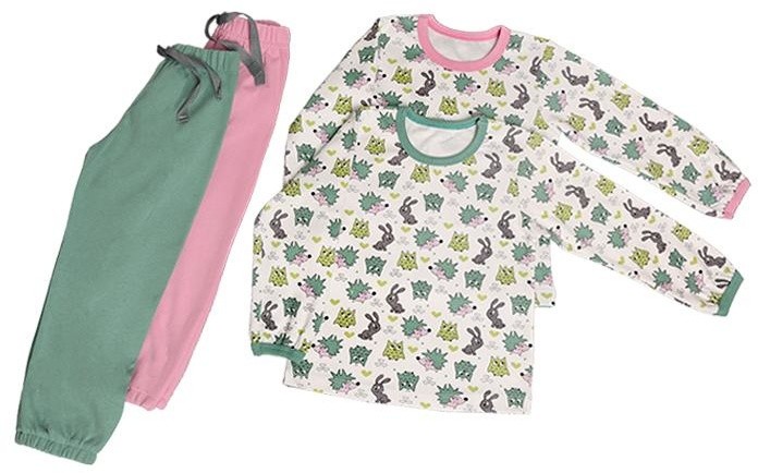 Костюм для девочки бело-розовый и зверями