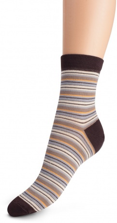 Носки женские средней длины полосатые, коричневые