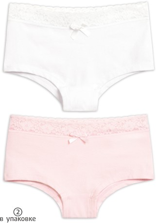 Трусики-шортики для девочек с кружевом (2 штуки, рост: 98-110)