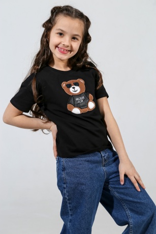 Футболка для девочки "медведь в очках"