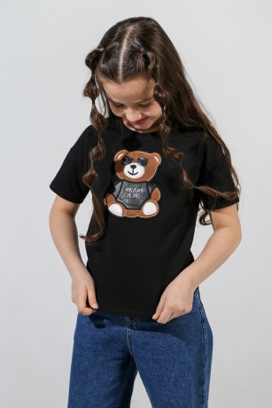 Футболка для девочки "медведь в очках"
