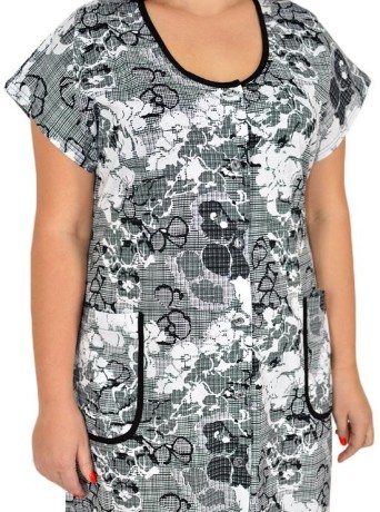 Халат женский из набивного кулирного полотна на пуговках с карманами