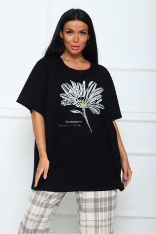 Костюм женский с бриджами, черный, большие размеры