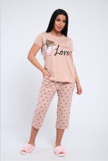 Костюм женский бежевый, шоколад, большие размеры