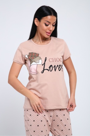 Костюм женский бежевый, шоколад, большие размеры