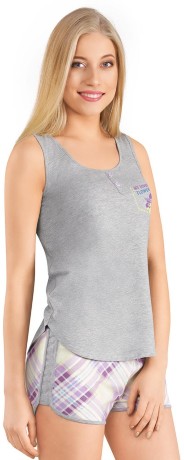 Костюм женский майка и шорты серо-фиолетовый