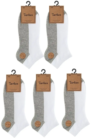 Женские носки укороченные белые с серой подошвой