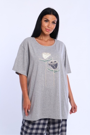 Костюм женский с бриджами, серый, большие размеры