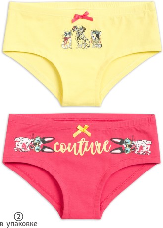 Трусики-шортики для девочек с собачками и кошечками (2 штуки, рост: 116-146)